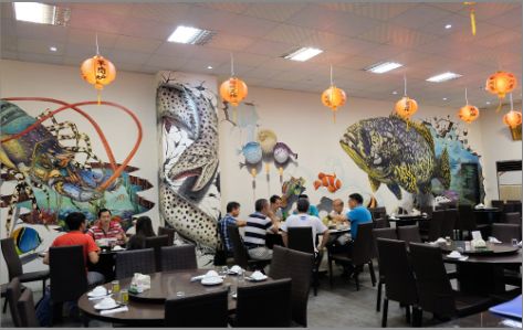 瑞安海鲜餐厅墙体彩绘